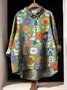 Women Polka Dots Long Sleeve Shirt Spring/Fall Printing Shawl Collar Daily Vintage Top