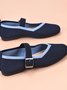Hot Sale Women's Breathable Mesh Flying Woven Square Toe Casual Breathable Light Cloth Lining Flat Shoes