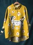 Women Polka Dots Long Sleeve Shirt Spring/Fall Printing Shawl Collar Daily Vintage Top