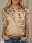 Women Floral Long Sleeve Tee T-shirt Crew Neck Printing Casual Spring/Fall Graphic Tee Top