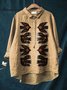 Women Polka Dots Long Sleeve Shirt Spring/Fall Printing Shawl Collar Daily Vintage Top