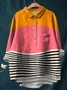 Women Polka Dots Long Sleeve Shirt Spring/Fall Printing Shawl Collar Daily Vintage Top