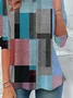 Women Abstract Plaid Long Sleeve Tee T-shirt Crew Neck Printing Casual Spring/Fall Graphic Tee Top