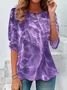 Women Abstract Long Sleeve Tee T-shirt Crew Neck Printing Casual Spring/Fall Graphic Tee Top