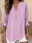 Women Striped Long Sleeve Blouse Spring/Fall Printing V Neck Daily Casual Top
