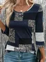 Women Abstract Three Quarter Sleeve Tee T-shirt Crew Neck Casual Spring/Fall Graphic Tee Top