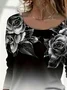 Women Floral Long Sleeve Tee T-shirt Crew Neck Printing Casual Spring/Fall Graphic Tee Top