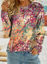 Women Abstract Long Sleeve Tee T-shirt Crew Neck Printing Casual Spring/Fall Graphic Tee Top