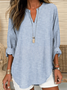 Women Striped Long Sleeve Blouse Spring/Fall Printing V Neck Daily Casual Top