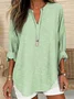 Women Striped Long Sleeve Blouse Spring/Fall Printing V Neck Daily Casual Top