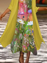 Women Floral Printing Two-Piece Set Daily Three Quarter Sleeve Casual Spring/Fall Coat With Skirt Matching Set