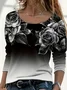 Women Floral Long Sleeve Tee T-shirt Crew Neck Printing Casual Spring/Fall Graphic Tee Top