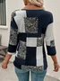 Women Abstract Three Quarter Sleeve Tee T-shirt Crew Neck Casual Spring/Fall Graphic Tee Top