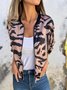 Women Spring/Fall Outerwear Vintage Printing Leopard Long Sleeve Stand Collar Jacket