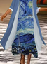 Women Paintings Printing Two-Piece Set Daily Three Quarter Sleeve Casual Spring/Fall Coat With Skirt Matching Set