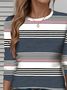 Women Striped Long Sleeve Tee T-shirt Crew Neck Printing Casual Spring/Fall Graphic Tee Top