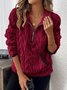Women Plain V Neck Casual Spring/Fall Long Sleeve Sweatshirt
