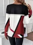 Women Abstract Long Sleeve Tee T-shirt Crew Neck Printing Casual Spring/Fall Graphic Tee Top