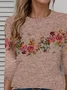 Women Floral Long Sleeve Tee T-shirt Crew Neck Printing Casual Spring/Fall Graphic Tee Top