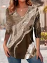 Women Abstract Long Sleeve Tee T-shirt V Neck Printing Casual Spring/Fall Graphic Tee Top