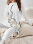 Women Abstract Printing Two-Piece Set Daily Long Sleeve Casual Spring/Fall Top With Pants Matching Set