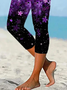 Women Floral Capris Elastic Waist Pants Casual Summer Trousers