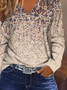 Women Abstract Long Sleeve Tee T-shirt V Neck Printing Casual Spring/Fall Graphic Tee Top