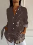 Women Floral Long Sleeve Shirt Spring/Fall Buckle Shirt Collar Regular Sleeve Daily Casual Top