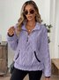 Women Plain V Neck Casual Spring/Fall Long Sleeve Sweatshirt