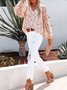 Women Floral Long Sleeve Shirt Spring/Fall Printing V Neck Balloon Sleeve Daily Casual Top