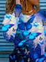 Women Butterfly Long Sleeve Tee T-shirt Crew Neck Printing Casual Spring/Fall Graphic Tee Top