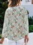 Women Floral Long Sleeve Shirt Spring/Fall Printing V Neck Balloon Sleeve Daily Casual Top