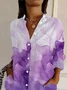 Women Abstract Long Sleeve Shirt Spring/Fall Buckle Shirt Collar Regular Sleeve Daily Casual Top