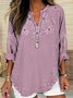 Women Floral Long Sleeve Blouse Spring/Fall Printing V Neck Daily Casual Top