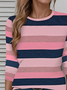 Women Striped Long Sleeve Tee T-shirt Crew Neck Printing Casual Spring/Fall Graphic Tee Top