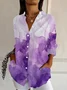 Women Abstract Long Sleeve Shirt Spring/Fall Buckle Shirt Collar Regular Sleeve Daily Casual Top