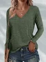 Women Plain Long Sleeve Tee T-shirt V Neck Printing Casual Spring/Fall Graphic Tee Top