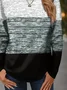 Women Multicolor Block Long Sleeve Tee T-shirt Crew Neck Printing Casual Spring/Fall Graphic Tee Top