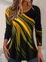 Women Abstract Long Sleeve Tee T-shirt Crew Neck Printing Casual Spring/Fall Graphic Tee Top