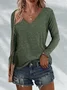 Women Plain Long Sleeve Tee T-shirt V Neck Printing Casual Spring/Fall Graphic Tee Top