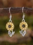 Retro Simple Sunflower Earrings Pendant Women Fashion Popular Bohemian Plant Flower Earrings
