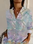 Women Abstract Long Sleeve Shirt Spring/Fall Buckle Shirt Collar Regular Sleeve Daily Casual Top