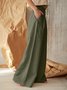 Women Plain Long Elastic Waist Pants Casual Spring/Fall Trousers
