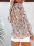 Women Floral Long Sleeve Shirt Spring/Fall Printing V Neck Balloon Sleeve Daily Casual Top