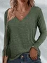 Women Plain Long Sleeve Tee T-shirt V Neck Printing Casual Spring/Fall Graphic Tee Top