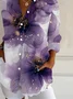 Women Floral Long Sleeve Shirt Spring/Fall Buckle Shirt Collar Regular Sleeve Daily Casual Top