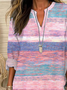 Women Abstract Long Sleeve Blouse Spring/Fall Printing V Neck Daily Casual Top