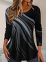 Women Abstract Long Sleeve Tee T-shirt Crew Neck Printing Casual Spring/Fall Graphic Tee Top