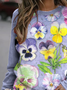 Women Floral Crew Neck Printing Casual Spring/Fall Long Sleeve Sweatshirt