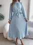 Women Plain Short Sleeve Summer Split Joint Dress Stand Collar Daily Vintage Maxi Tank A-Line Dress